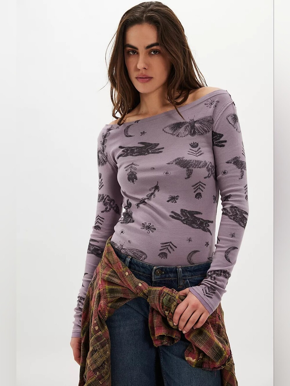 🪷NWT Free People x Ragabond Winter Folklore Long Sleeve in Purple Dove, S